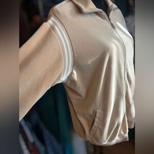 New York Laundry Tan Velour Zip-Up Jacket